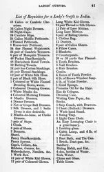 Lista de requisitos para el atuendo de una dama en India, de 